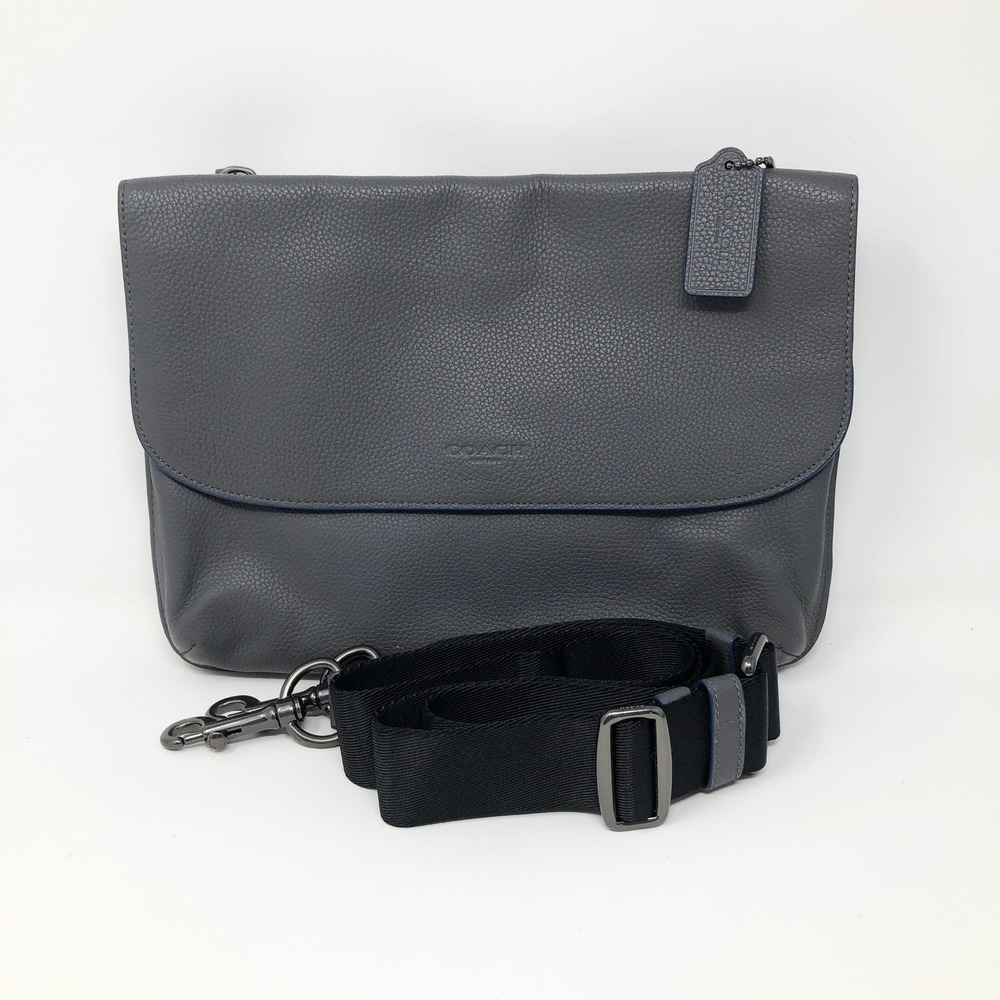 Coach Metropolitan Soft Flap Messenger 76196 Gray Pebble Leather Crossbody Men